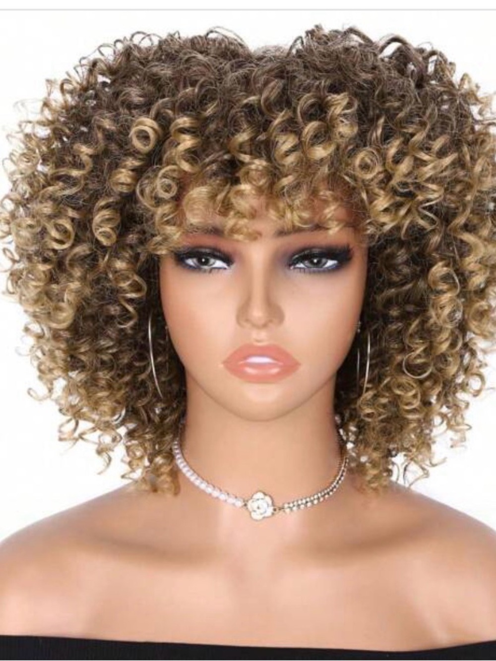 Curly Short Afro Wig in Honey Blonde - Women Accessories Hair
